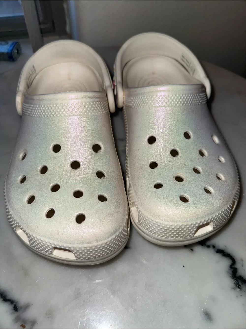 Iridescent White Kids Clog - Lightweight Comfort Shoe